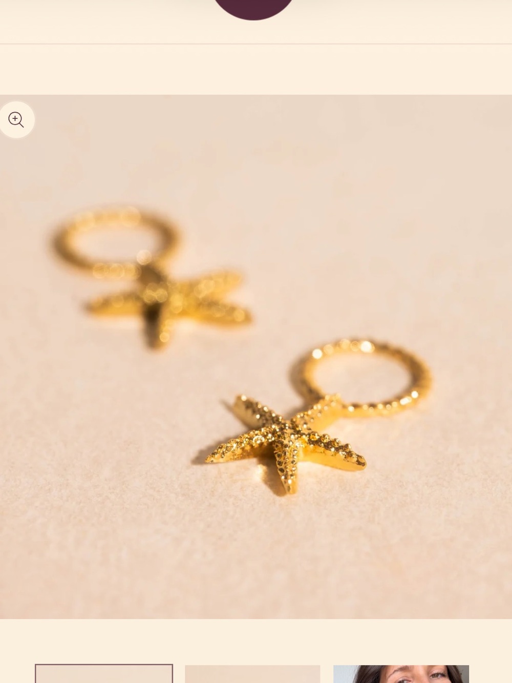 Gold Starfish Hoop Earrings - Textured Gold Starfish mini earrings